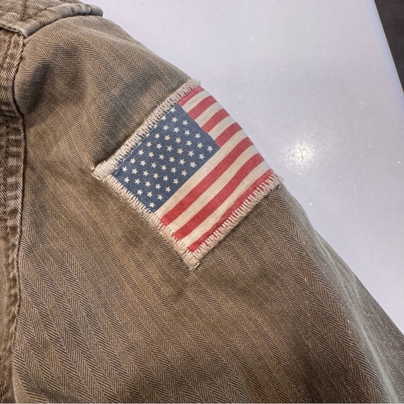 Polo Ralph Lauren Green Military Jacket Coat USA Flag Patch Boy's Size 4 - Picture 8 of 13